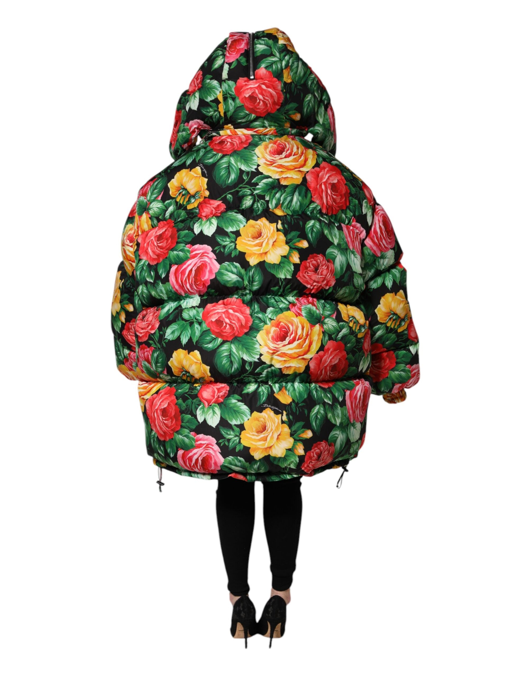 Dolce & Gabbana Multicolor Floral Pufferjacke mit Kapuze